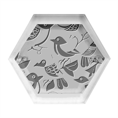Vintage Birds Pattern Hexagon Wood Jewelry Box by Valentinaart