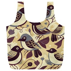 Vintage Birds Pattern Full Print Recycle Bag (xxl) by Valentinaart