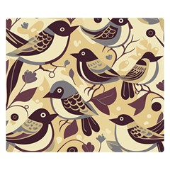 Vintage Birds Pattern Premium Plush Fleece Blanket (small) by Valentinaart