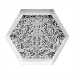 Flowers Leaves Floral Hexagon Wood Jewelry Box