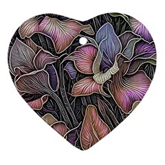 Flowers Iris Plant Heart Ornament (two Sides) by pakminggu
