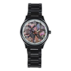 Flowers Iris Plant Stainless Steel Round Watch by pakminggu