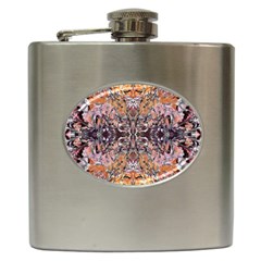 Ochre On Pink Arabesque Hip Flask (6 Oz) by kaleidomarblingart