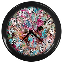 Pink Petals Blend Wall Clock (black) by kaleidomarblingart