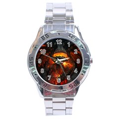 Dragon Art Fire Digital Fantasy Stainless Steel Analogue Watch