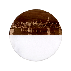 New York Skyline Classic Marble Wood Coaster (round) 
