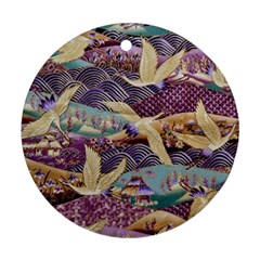 Textile-fabric-cloth-pattern Round Ornament (two Sides) by Bedest