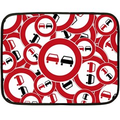 Overtaking-traffic-sign Two Sides Fleece Blanket (mini) by Bedest