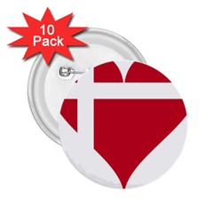 Heart-love-flag-denmark-red-cross 2 25  Buttons (10 Pack)  by Bedest