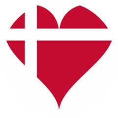 Heart-love-flag-denmark-red-cross Wooden Puzzle Round by Bedest