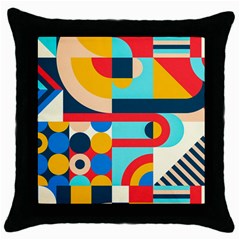 Geometric Shape Colorful Abstract Wave Throw Pillow Case (black)