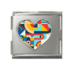 Geometric Shape Colorful Abstract Wave Mega Link Heart Italian Charm (18mm)