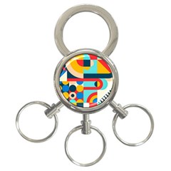 Geometric Shape Colorful Abstract Wave 3-ring Key Chain