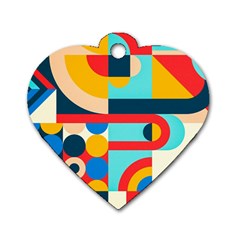 Geometric Shape Colorful Abstract Wave Dog Tag Heart (one Side)