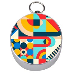 Geometric Shape Colorful Abstract Wave Silver Compasses by Cowasu