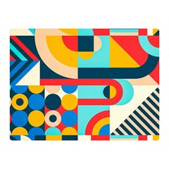 Geometric Shape Colorful Abstract Wave Two Sides Premium Plush Fleece Blanket (mini) by Cowasu