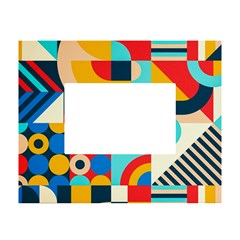 Geometric Shape Colorful Abstract Wave White Tabletop Photo Frame 4 x6  by Cowasu