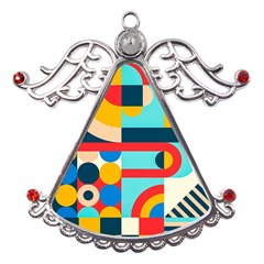 Geometric Shape Colorful Abstract Wave Metal Angel With Crystal Ornament by Cowasu