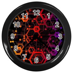 Abstract Red Geometric Wall Clock (black)