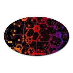 Abstract Red Geometric Oval Magnet