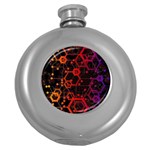 Abstract Red Geometric Round Hip Flask (5 oz) Front