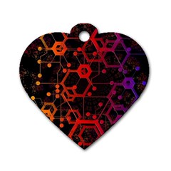 Abstract Red Geometric Dog Tag Heart (one Side)