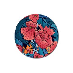 Flower Classic Japanese Art Magnet 3  (round)