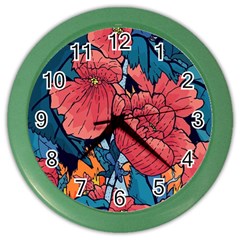 Flower Classic Japanese Art Color Wall Clock