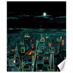 Night Black City Neon Sky Stars Moon Abstract Canvas 8  X 10 