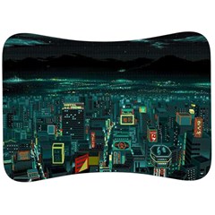 Night Black City Neon Sky Stars Moon Abstract Velour Seat Head Rest Cushion