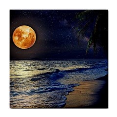 Beautiful Moon Nigh Sky Stars Tile Coaster