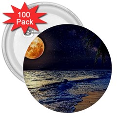 Beautiful Moon Nigh Sky Stars 3  Buttons (100 Pack) 