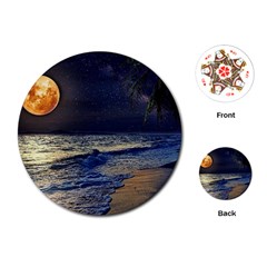 Beautiful Moon Nigh Sky Stars Playing Cards Single Design (round)