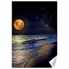 Beautiful Moon Nigh Sky Stars Canvas 12  X 18 