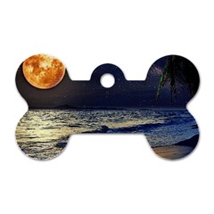 Beautiful Moon Nigh Sky Stars Dog Tag Bone (one Side) by Cowasu