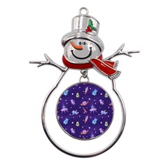 Space Seamless Pattern Metal Snowman Ornament by pakminggu