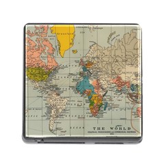 Vintage World Map Memory Card Reader (square 5 Slot) by pakminggu