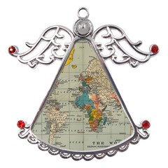 Vintage World Map Metal Angel With Crystal Ornament by pakminggu