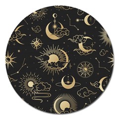 Asian Seamless Pattern With Clouds Moon Sun Stars Vector Collection Oriental Chinese Japanese Korean Magnet 5  (round) by pakminggu