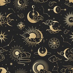 Asian Seamless Pattern With Clouds Moon Sun Stars Vector Collection Oriental Chinese Japanese Korean Play Mat (square) by pakminggu