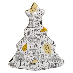 Doodle Seamless Pattern With Autumn Elements Christmas Tree Ornament (two Sides) by pakminggu