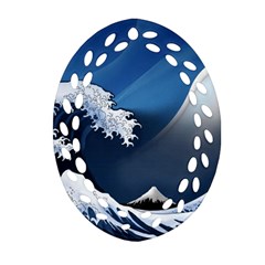 The Great Wave Off Kanagawa Ornament (oval Filigree) by pakminggu