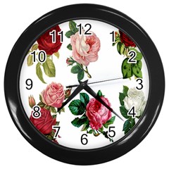 Roses-white Wall Clock (black) by nateshop