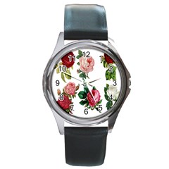 Roses-white Round Metal Watch