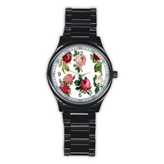 Roses-white Stainless Steel Round Watch