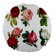 Roses-white Large 18  Premium Flano Round Cushions