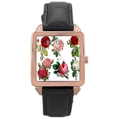 Roses-white Rose Gold Leather Watch 