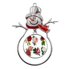 Roses-white Metal Snowman Ornament
