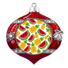 Watermelon -12 Metal Snowflake And Bell Red Ornament by nateshop