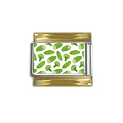 Vegetable Pattern With Composition Broccoli Gold Trim Italian Charm (9mm) by pakminggu